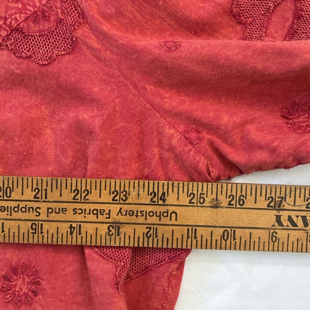 Vtg CJ Banks Floral Embroidered Shirt Jacket 1X Orange Cotton Boho Cottage Artsy - Picture 10 of 16